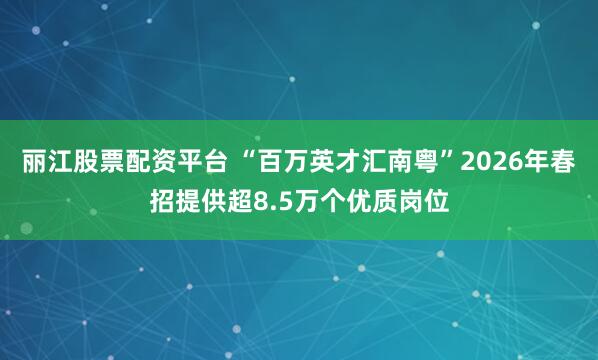 丽江股票配资平台 “百万英才汇南粤”2026年春招提供超8.5万个优质岗位