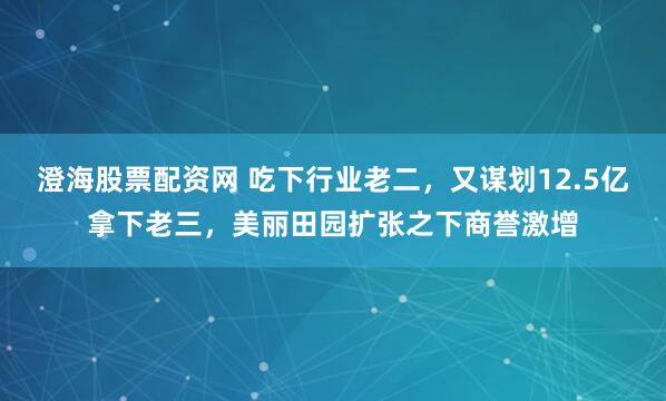 澄海股票配资网 吃下行业老二，又谋划12.5亿拿下老三，美丽田园扩张之下商誉激增